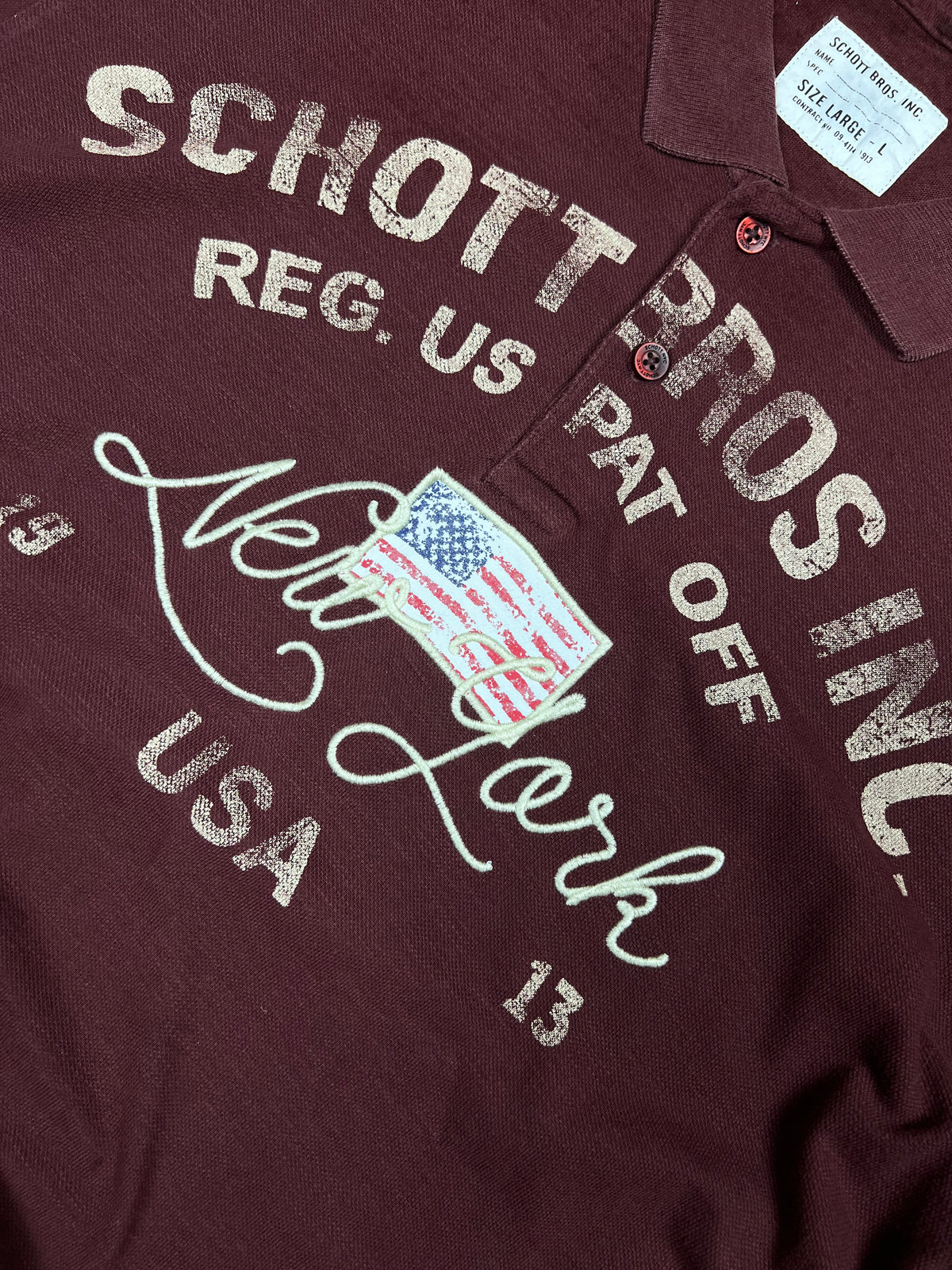 Schott Bros. Polo Shirt — Red